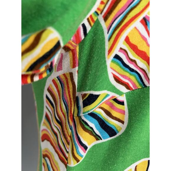 Trina Turk Dress Camellia Cover Up Resort Beach Size 2 Green 35” Psychedelic 3/4 - Picture 8 of 16